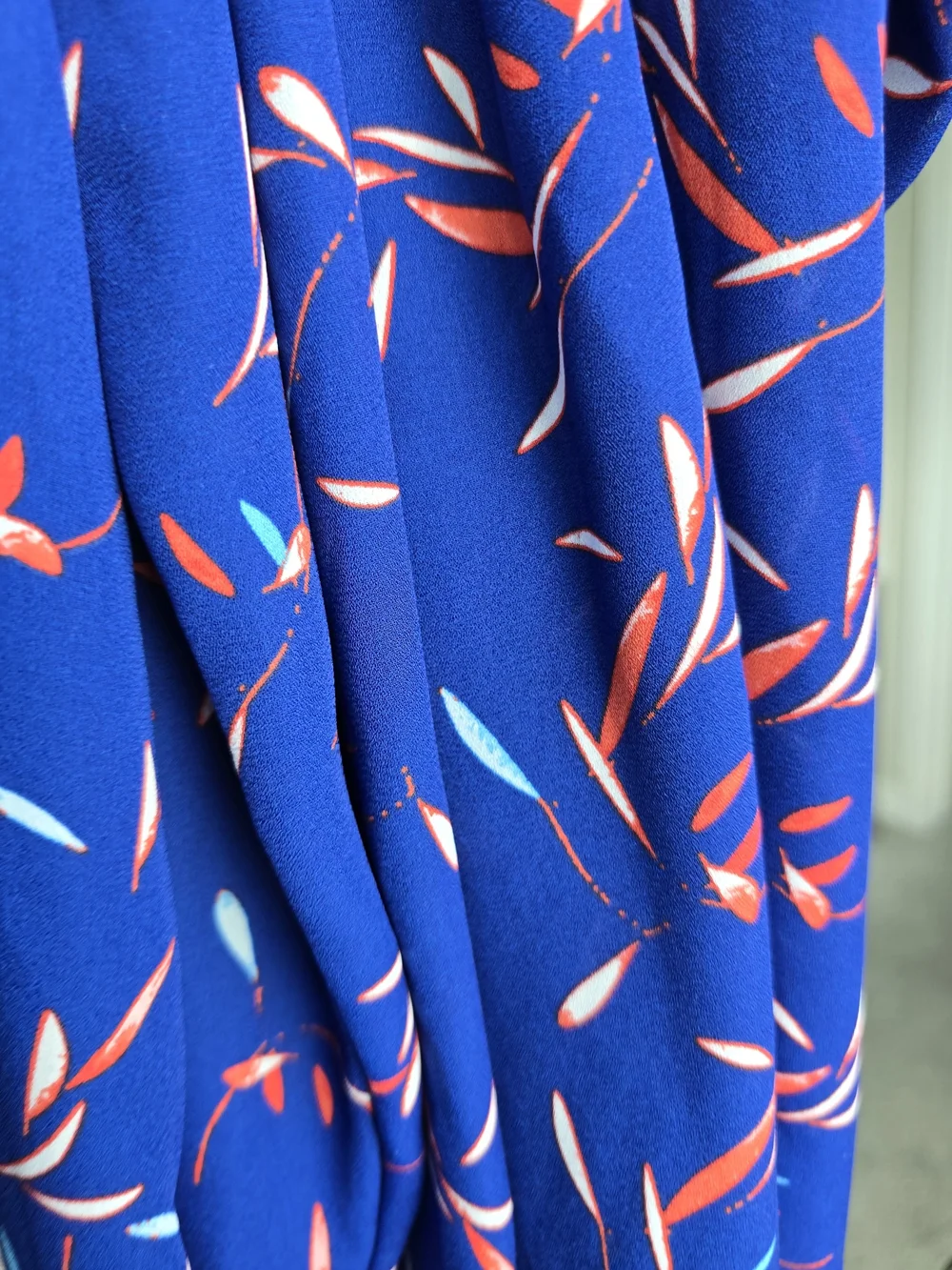 Banana Republic Blue Printed Long-Sleeve Ruffle-Hem Dress Size S Retro Casual - Picture 9 of 9